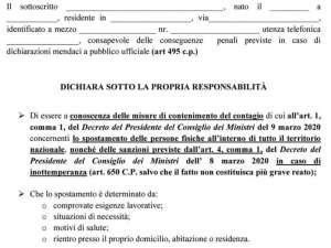 Coronavirus. Cambia da oggi il modello per le autodichiarazioni. Ecco perch&eacute;