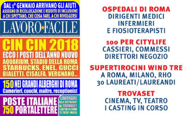 TANTI POSTI PER TE CON L&rsquo;AUGURIO DI UN BUON 2018